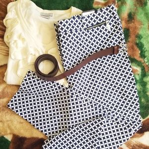 NWT Anne Klein Slim Ankle Patterned Pants